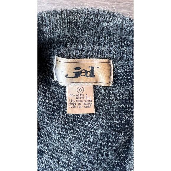 Vintage Jed Wear Men's Sm Cardigan Sweater Black Gray Acrylic Wool Blend Grandpa - Picture 2 of 4